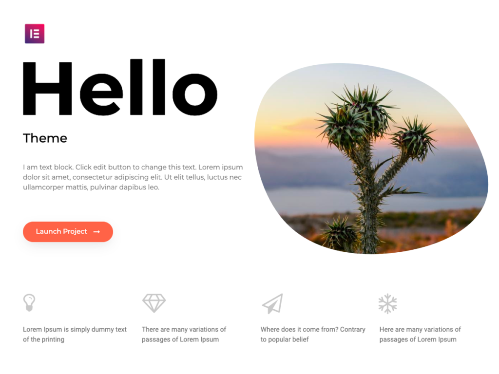 Free Hello Elementor WordPress Template